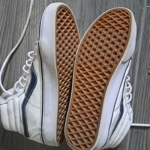 Vans OFF THE WALL supple leather HI TOP white skateboard shoes sneakers UNISEX - Picture 4 of 13